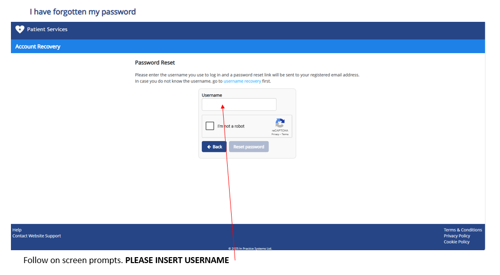 Account recovery page 4